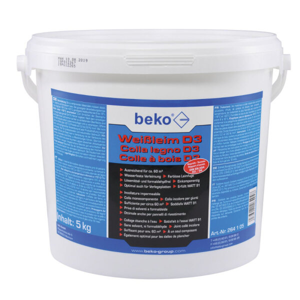 Beko Weißleim D3 weiß 5 kg Eimer  DE/IT/FR